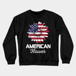 American Flower America Flag 4th July Crewneck Sweatshirt